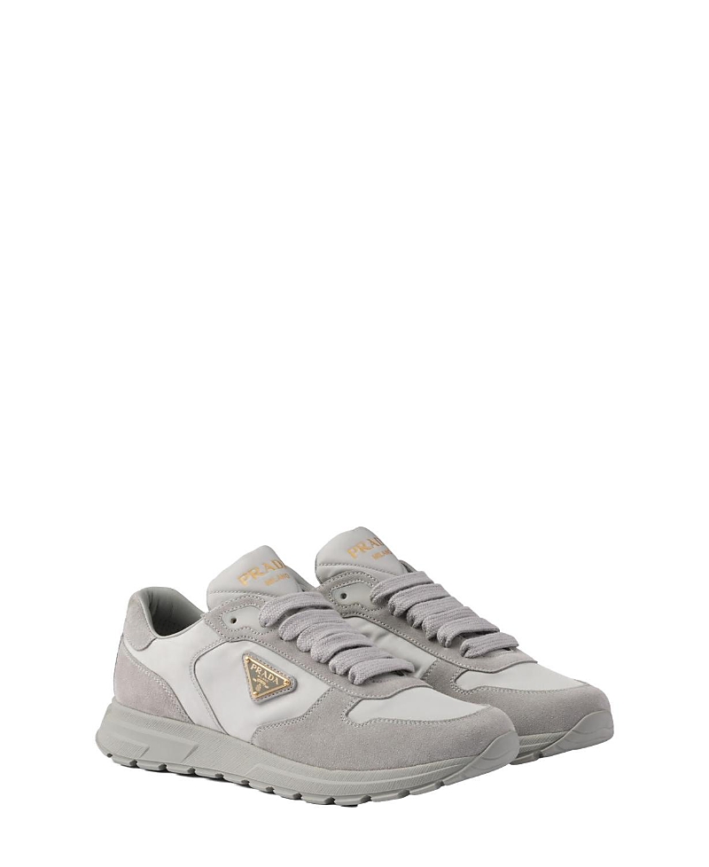 Prada Prax 2.0 Re-nylon And Suede Sneakers In Grey