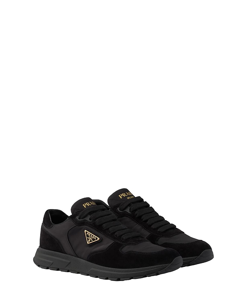 Prada Prax 2.0 Re-nylon And Suede Sneakers In Black