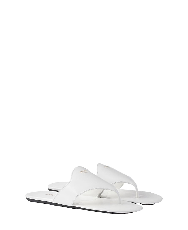 Prada Two-strap Flat Sandals In White