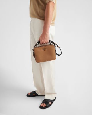 Men's Saffiano Leather Crisscross Slides