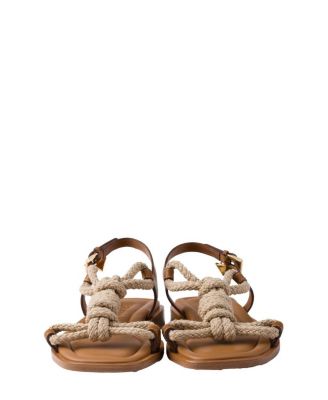  Women's Flat Leather and Cord Sandals