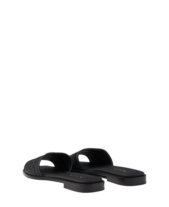 Women's Leather Slides with Crochet Details