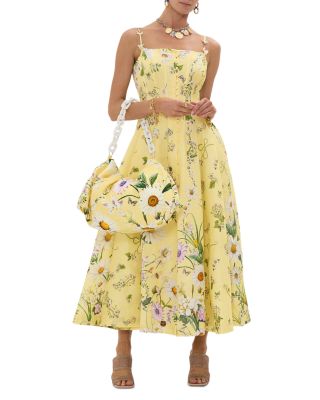Linen and Silk Floral Corset Dress