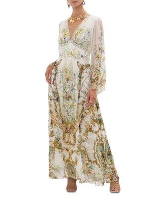 Camilla - Silk Floral Flared Sleeve Maxi Dress