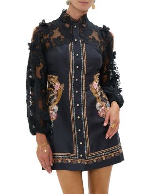 Lace Mixed Media Mini Dress