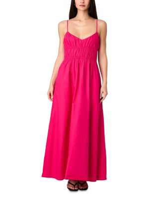 chinese dress ladies Rent French Connection Anna Cora Pleated Button Down Maxi Dress Orange main image 1