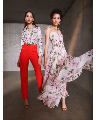 Pleated Cherry Blossom Organza Gown 