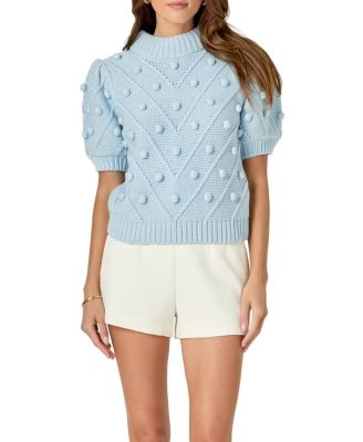 Women's Pom Pom Puff Sleeve Sweater