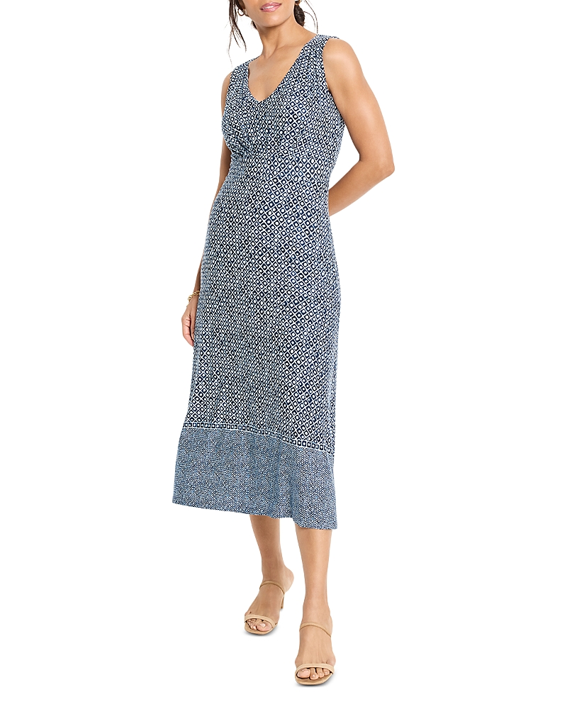 Nic + Zoe Coastal Geo Ella Dress In Blue Multi In Blue