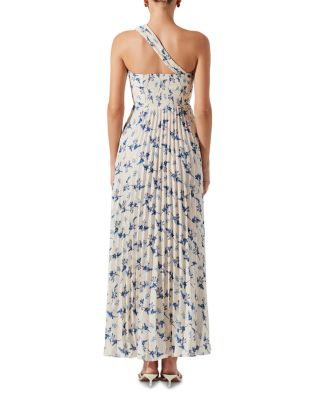 Rasya One Shoulder Floral Pleated Maxi Dress