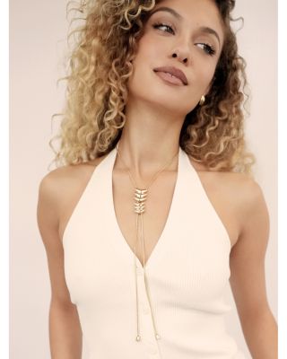 Metal Moderna Lariat Necklace, 33"