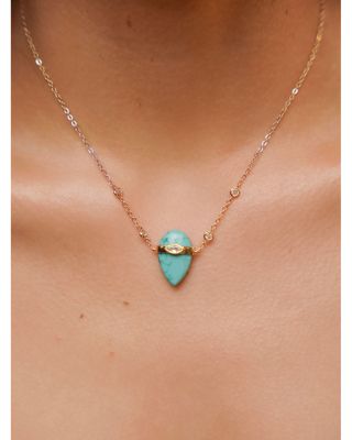 Turquoise Solstice Turquoise & Cubic Zirconia Pendant Necklace, 14"-17"