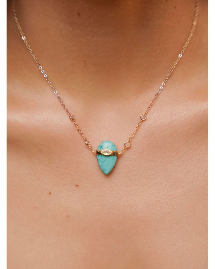 Turquoise Solstice Turquoise & Cubic Zirconia Pendant Necklace, 14"-17"