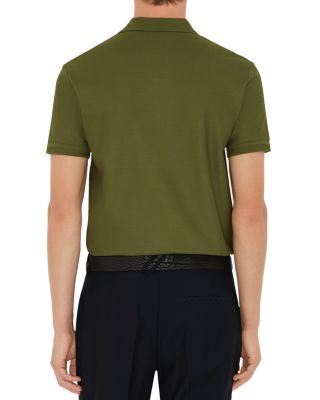 Eddie Cotton Piqu&eacute; Equestrian Knight Embroidered Slim Fit Check Placket Polo Shirt