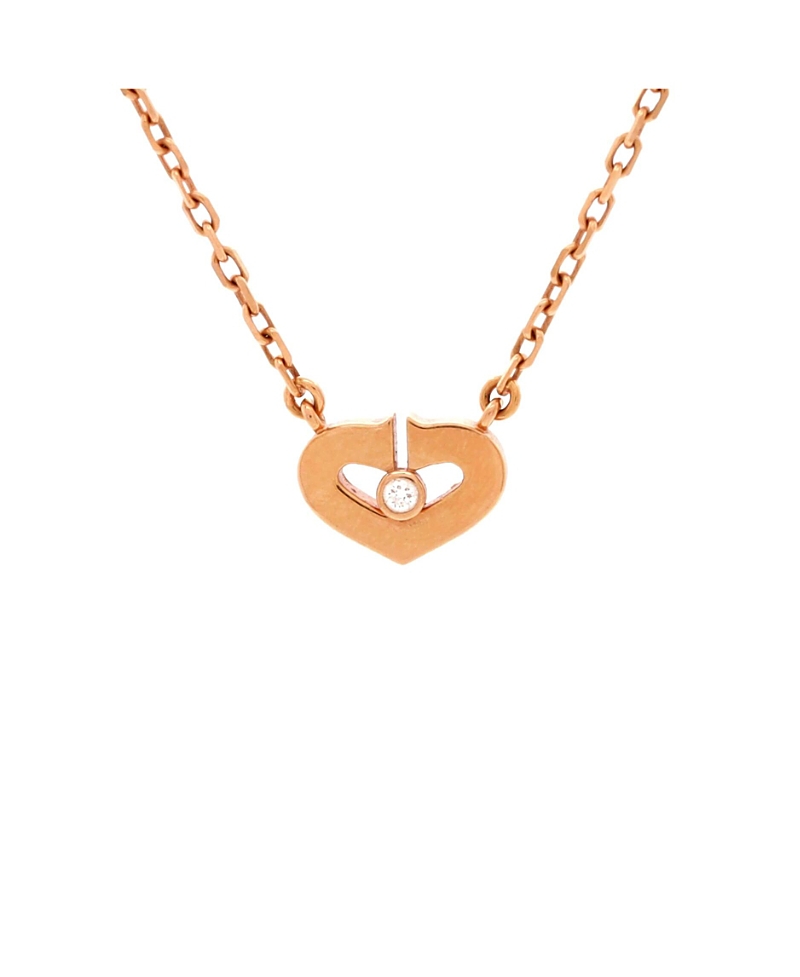 Pre-owned Pre-owned Cartier Cartier Xs C Heart De Cartier Pendant Necklace 18k Rose Gold With Diamond