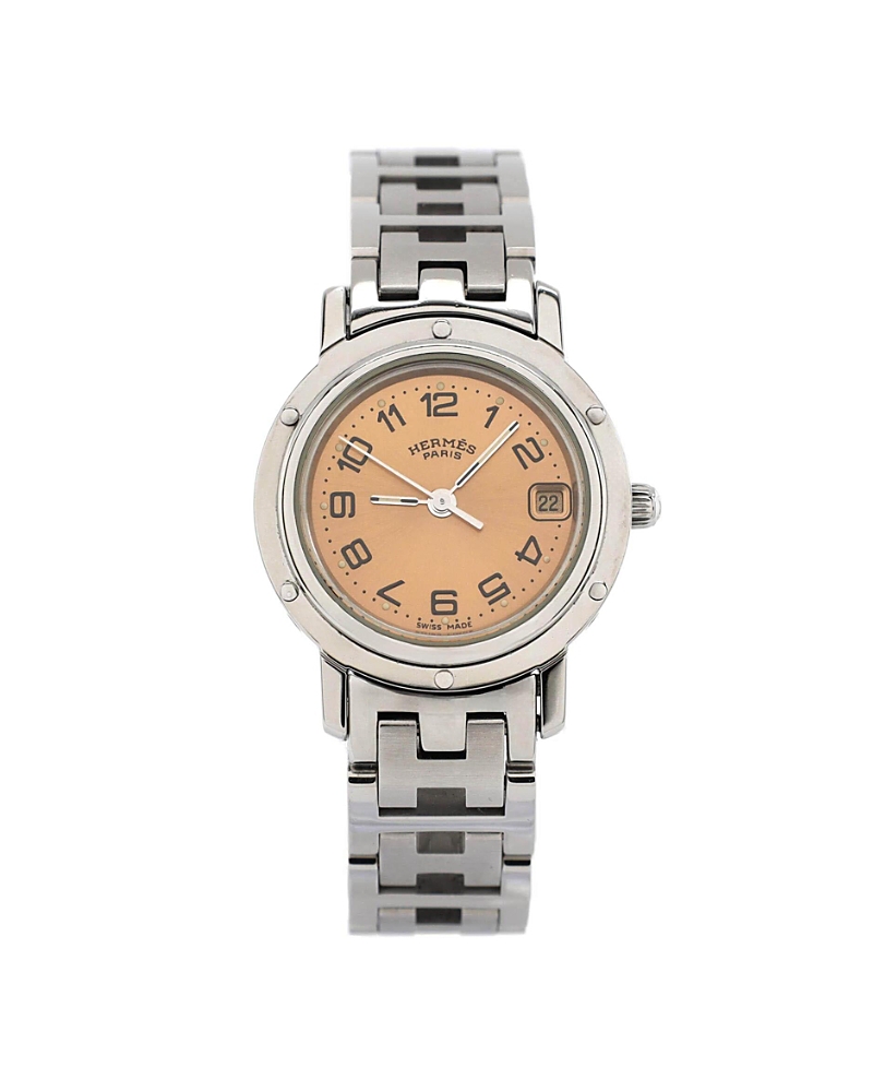 PRE-OWNED HERMES PRE-OWNED HERMES CLIPPER QUARTZ WATCH IN STAINLESS STEEL 24MM