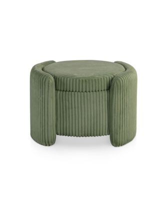 Lyla Chenille Round Storage Ottoman with Reversible Cushion