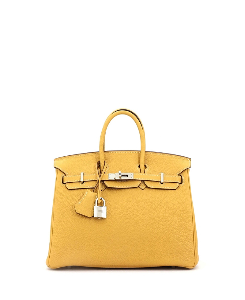 Pre-owned Pre-owned Hermes Hermes Birkin 25 Handbag Yellow Togo With Palladium Hardware
