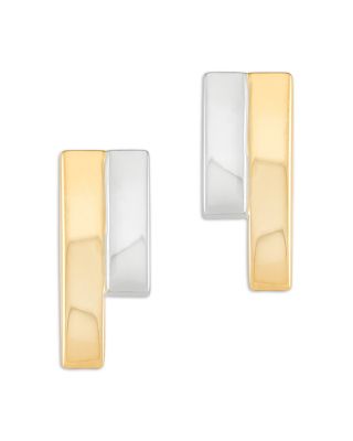 Alberto Amati - 14K White & Yellow Gold Double Bar Stud Earrings