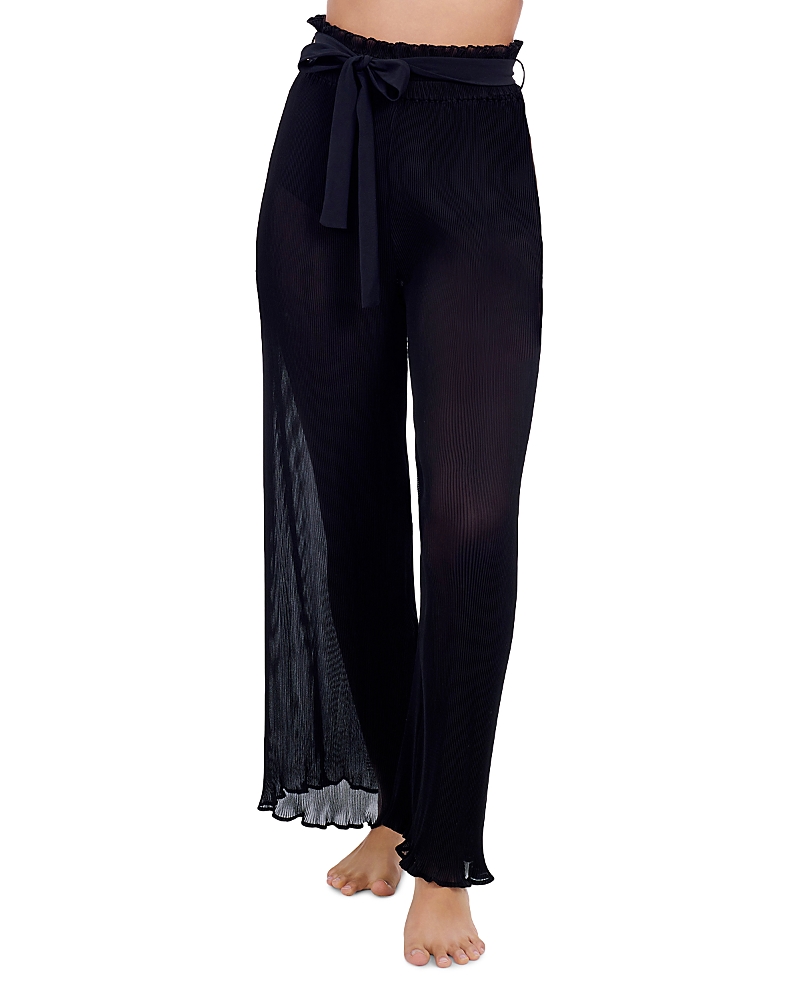 Profile By Gottex Tutti Frutti Pleated Sheer Cover-up Pants In Black