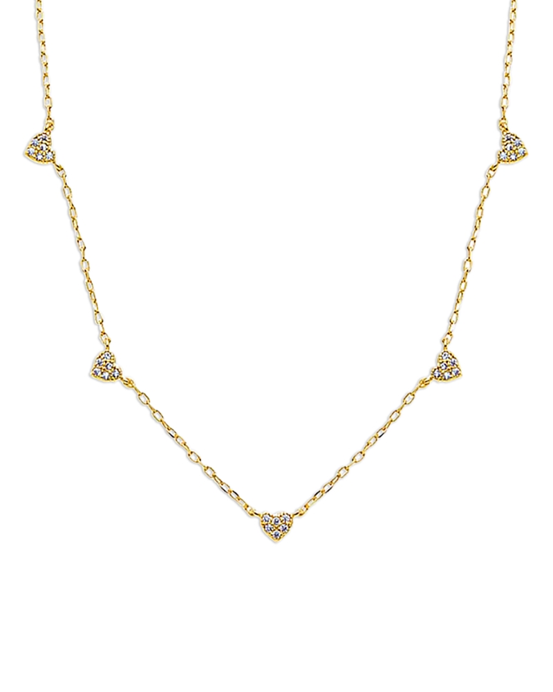 By Adina Eden Pave Five Heart Charm Necklace, 15-17