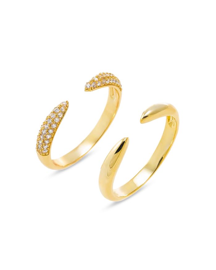 Pavé X Solid Double Claw Ring, Set of 2