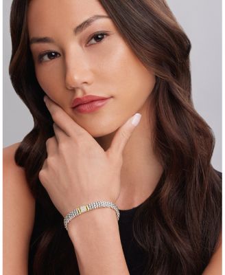 18K Yellow Gold and Sterling Silver Caviar Rope Bracelet with Diamonds