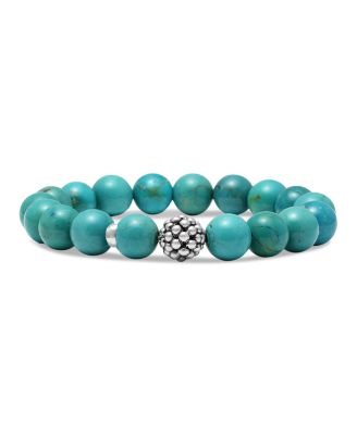 Caviar Ball Beaded Turquoise Bracelet, 10mm
