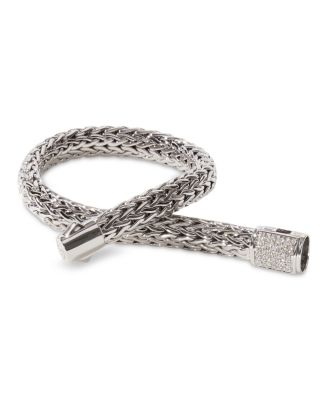 Classic Chain Sterling Silver Medium Bracelet with Diamond Pav&eacute;
