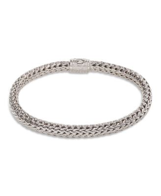 Classic Chain Sterling Silver Small Bracelet with Diamond Pav&eacute;