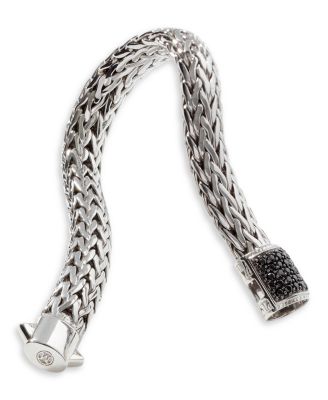 Sterling Silver Icon Bracelet with Pav&eacute; Black Sapphire, 10.5mm