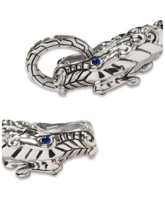 Sterling Silver Legends Naga Blue Sapphire Double Dragon Chain Bracelet
