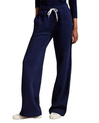 Drawstring Fleece Wide Leg Sweatpants