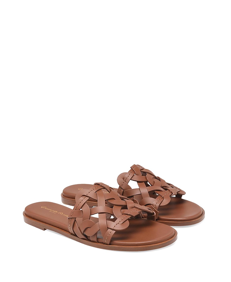 Gianvito Rossi Open Weave Leather Slide Sandals