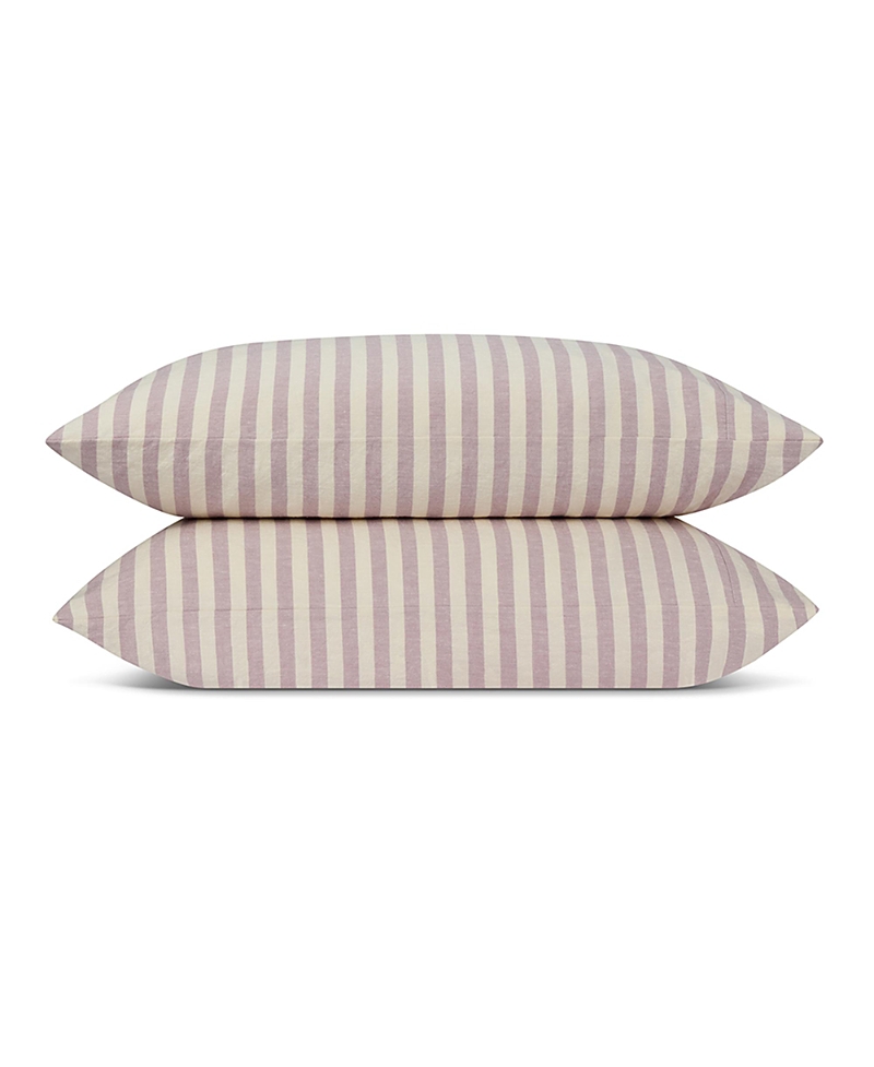 Piglet In Bed Pembroke Stripe Linen Blend Pillowcases, Queen In Neutral