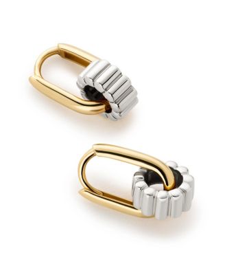 Solid Yellow Gold - White Gold Galaxy Hoop Earrings Set