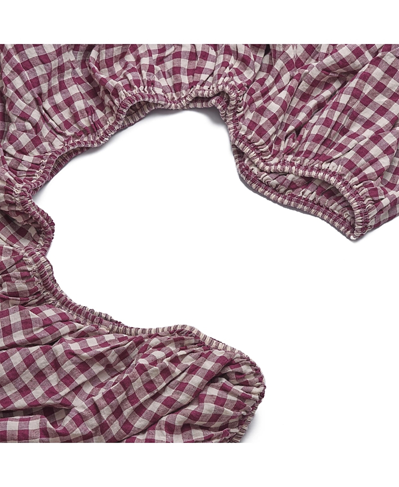 Piglet In Bed Gingham Linen Fitted Sheet, Full In Red
