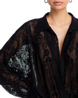 Lace Super Oversized Boyfriend Shirt Bodysuit