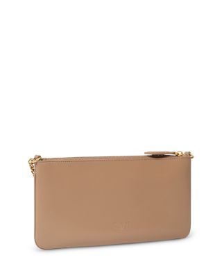 Horizontal Flat Brown Leather Crossbody Bag 