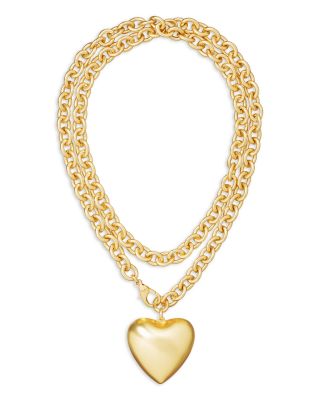 Puffy Heart Pendant Necklace, 34" 