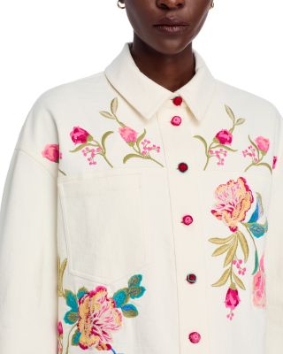 Crochet Cropped Denim Jacket