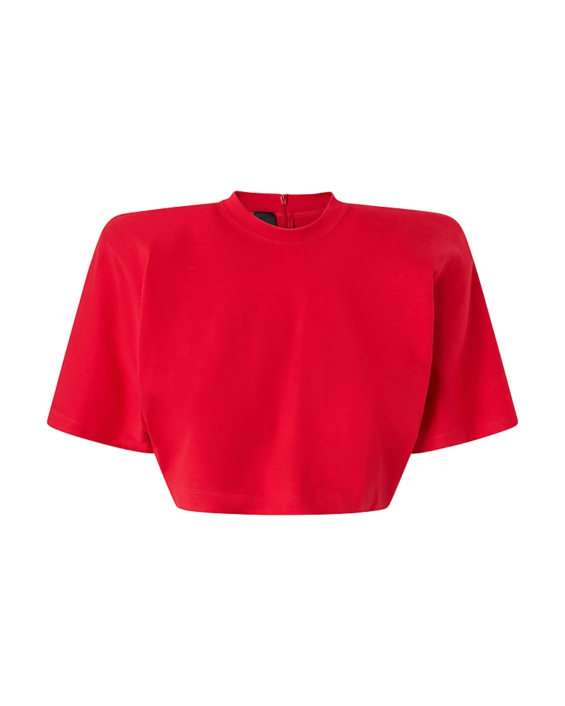 Pinko Short-sleeved Crop Top With Padded Shoulders