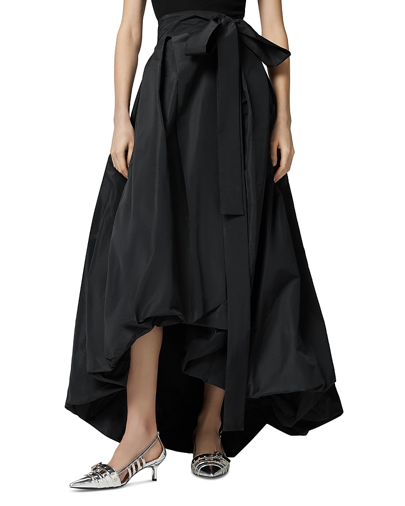 Pinko Bow-detailed Wide Taffeta Skirt