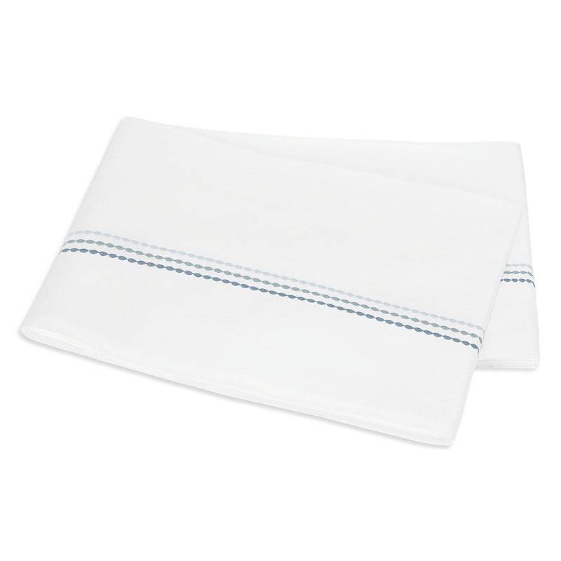 Matouk Amara Triple Pearl Flat Sheet, Twin In Blue