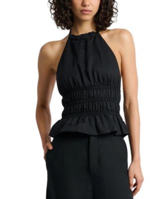 Air Linen Smocked Halter Top