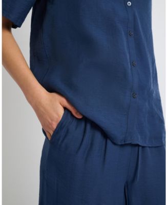 Crinkle Wide Leg Drawstring Pant