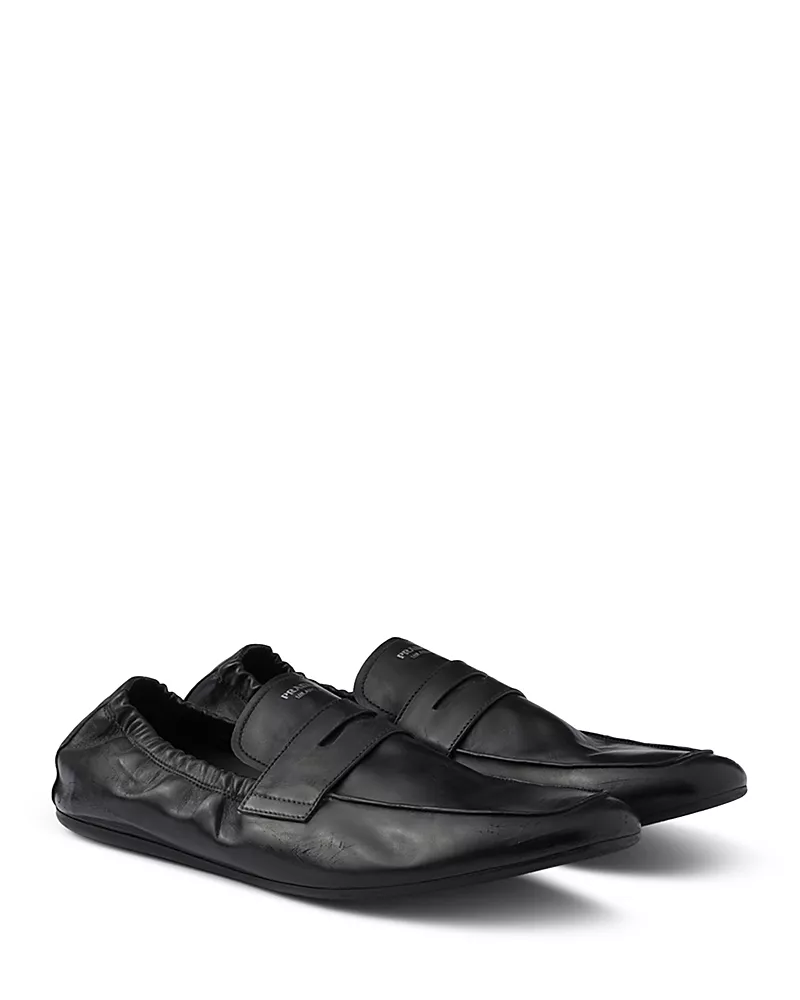 Prada Men's Shuffle Antiqued Leather Loafers