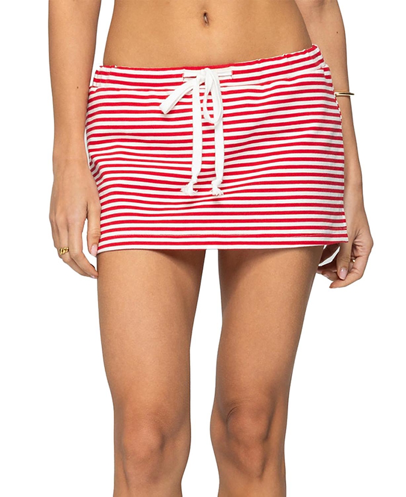 Edikted Psalms Stripe Mini Skort In Red