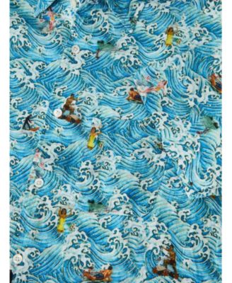 Morgan Surf Print Linen Short Sleeve Shirt