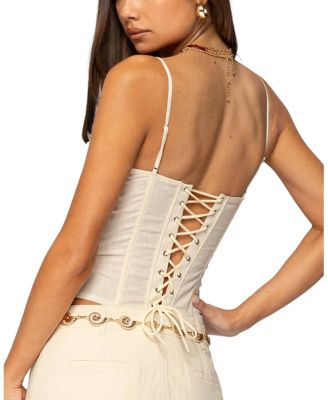 Avena Linen Look Lacey Corset